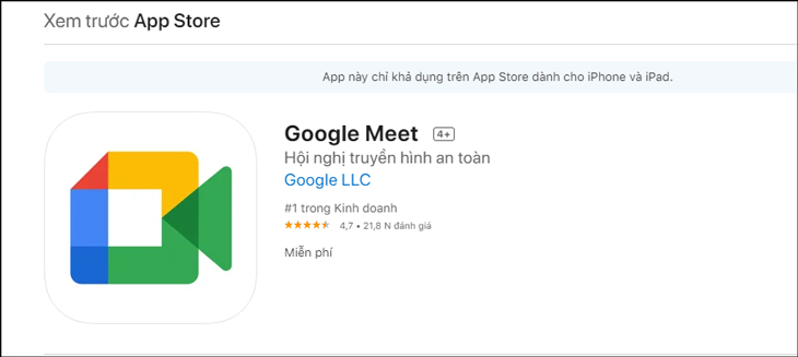 Cài đặt Google Meet trên máy tính