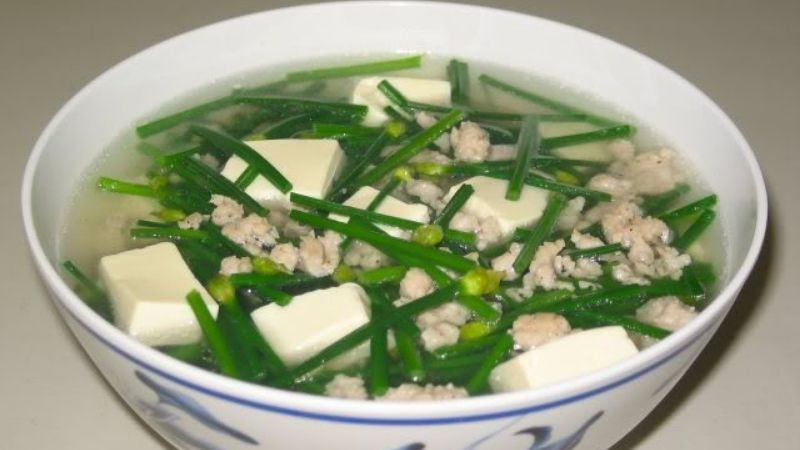 Canh hẹ đậu hũ non