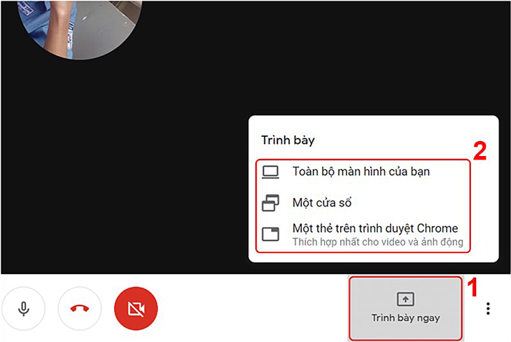 Chia sẻ màn hình trong Google Meet trên máy tính