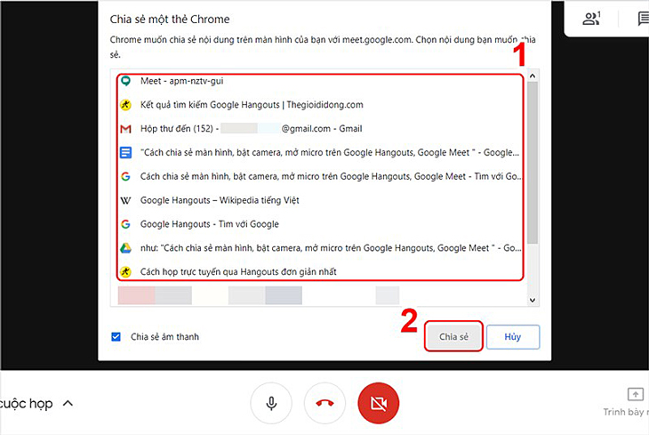 Chia sẻ màn hình trong Google Meet trên máy tính