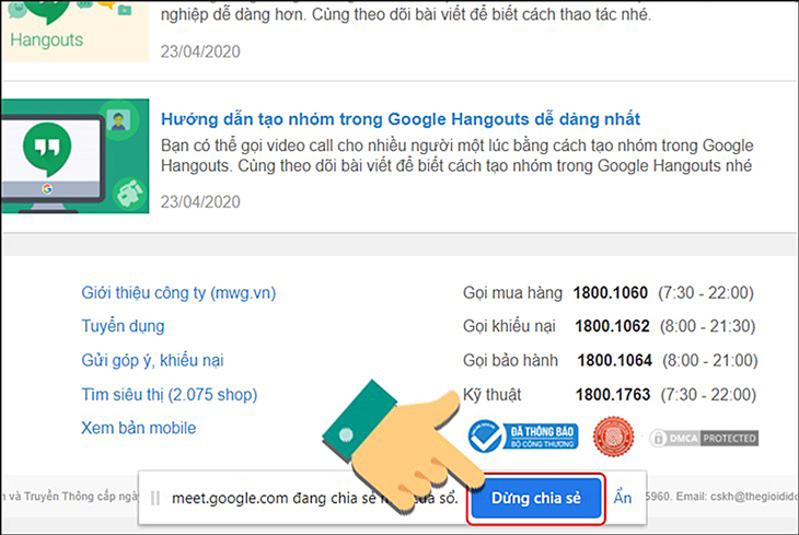 Chia sẻ màn hình trong Google Meet trên máy tính