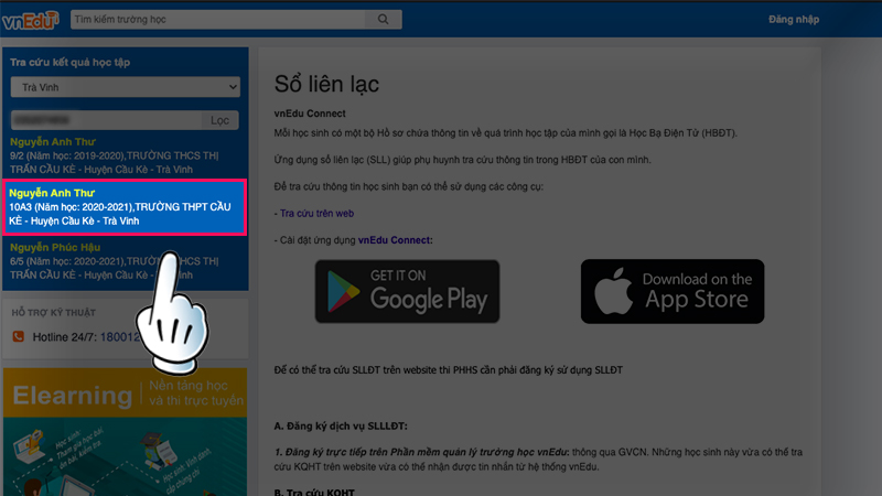 Hướng dẫn tra cứu thông tin trên vnEdu qua máy tính 