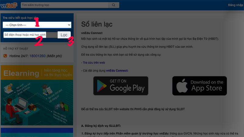 Hướng dẫn tra cứu thông tin trên vnEdu qua máy tính