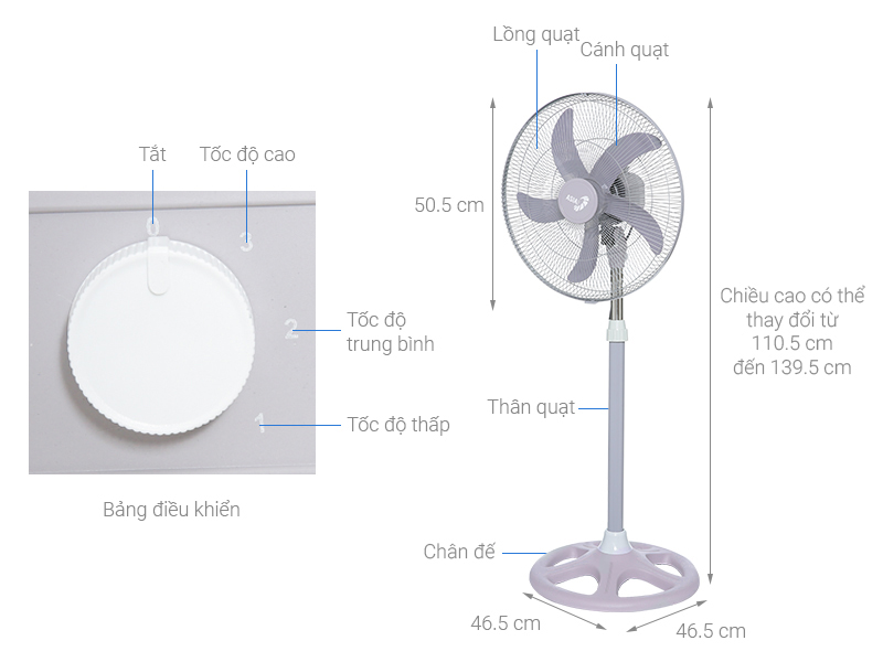 Quạt Đứng Asia 5 Cánh VY539790
