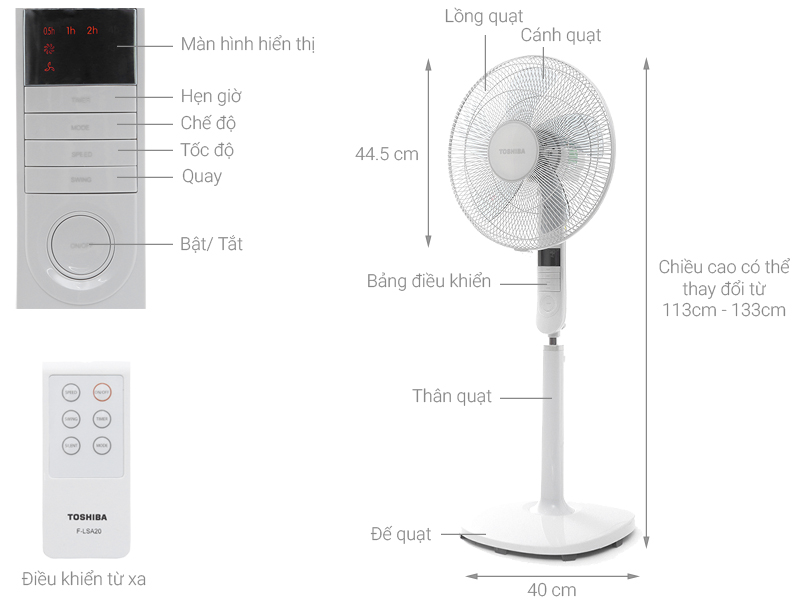 Quạt Đứng Toshiba 5 Cánh