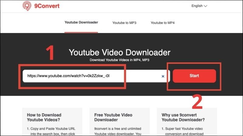 Sử dụng 9convert để tải video Youtube
