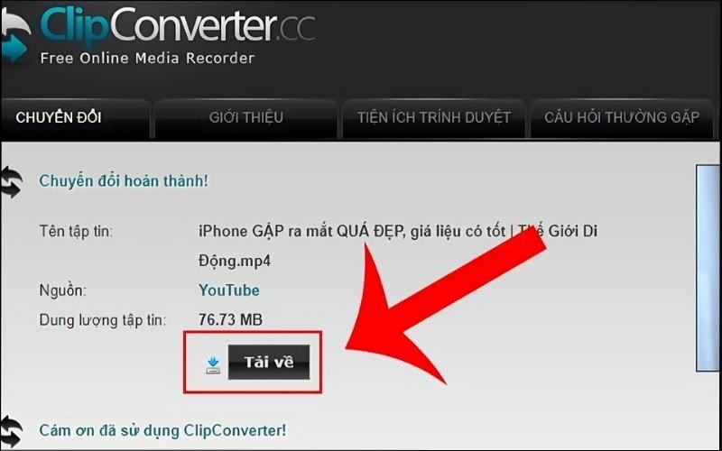 Sử dụng Clip Converter để tải video Youtube 
