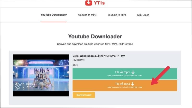 Sử dụng YT1s để tải video Youtube