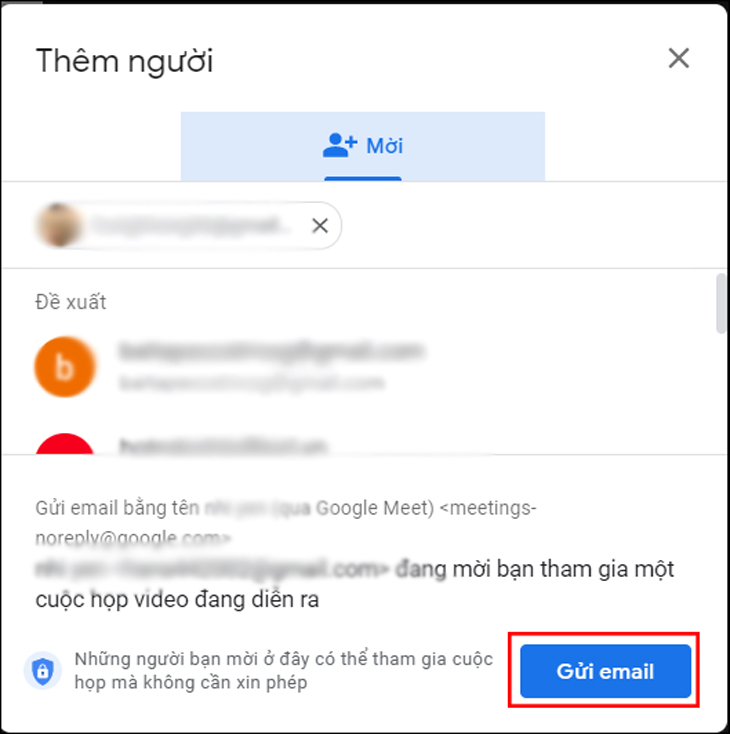 Thêm thành viên vào lớp học, họp online trên Google Meet