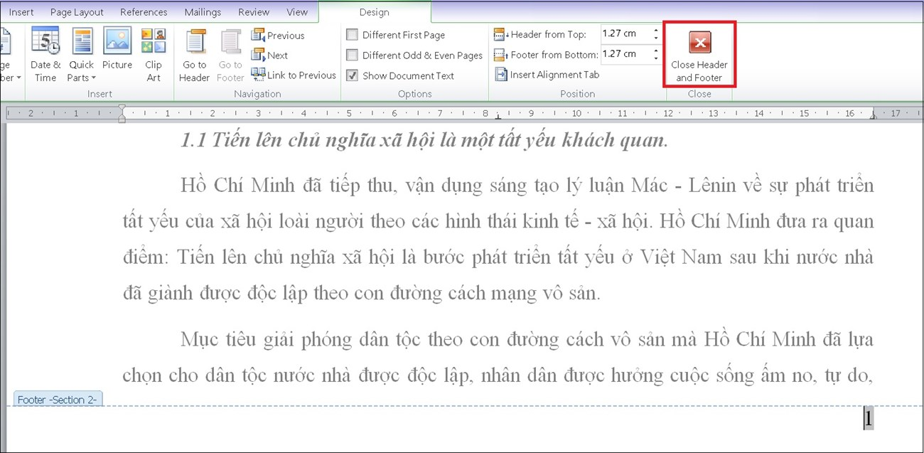 cách đánh số trang trong Word từ một trang bất kỳ