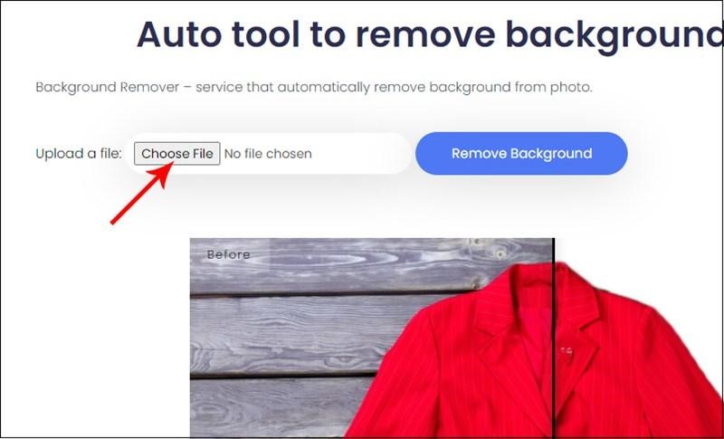 Chọn ảnh cần xóa nền Remove.bg