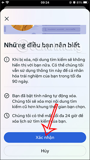 Cài Đặt Tự Động Xóa Lịch Sử
