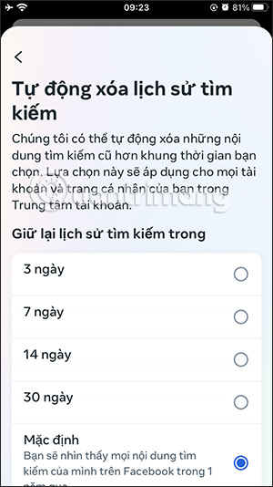 Cài Đặt Tự Động Xóa Lịch Sử