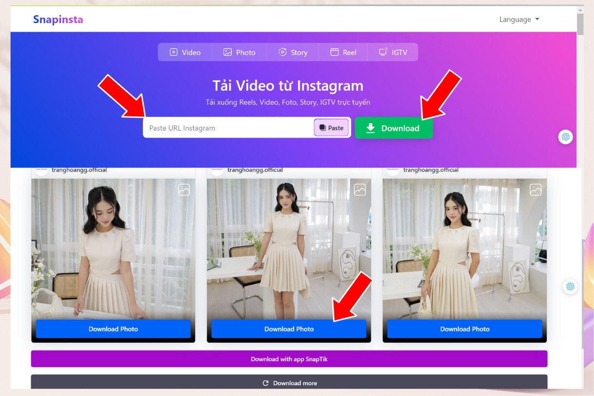 Tải Ảnh Trên Instagram Bằng Snapinsta