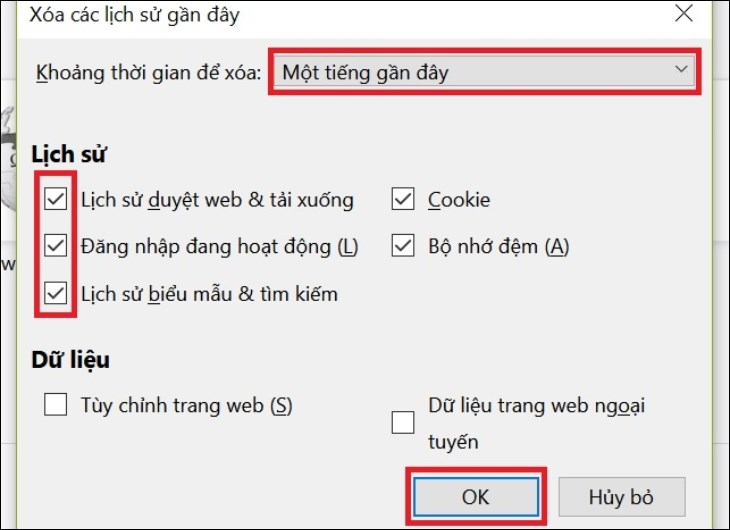 Xóa lịch sử duyệt web