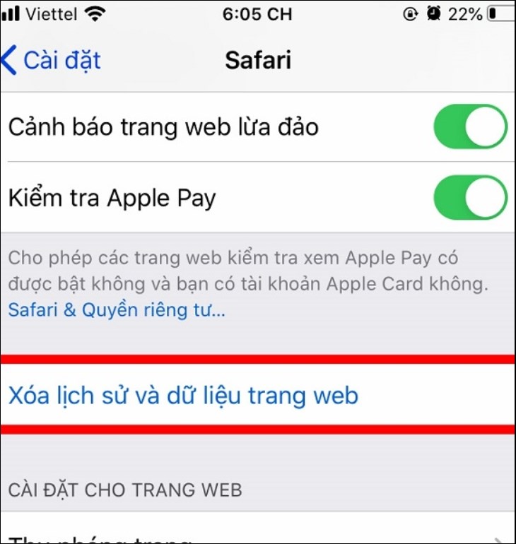 Xóa lịch sử và dữ liệu