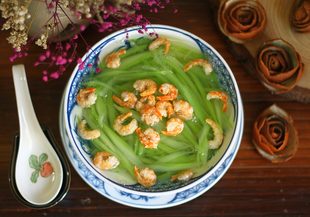 Canh bầu nấu tép