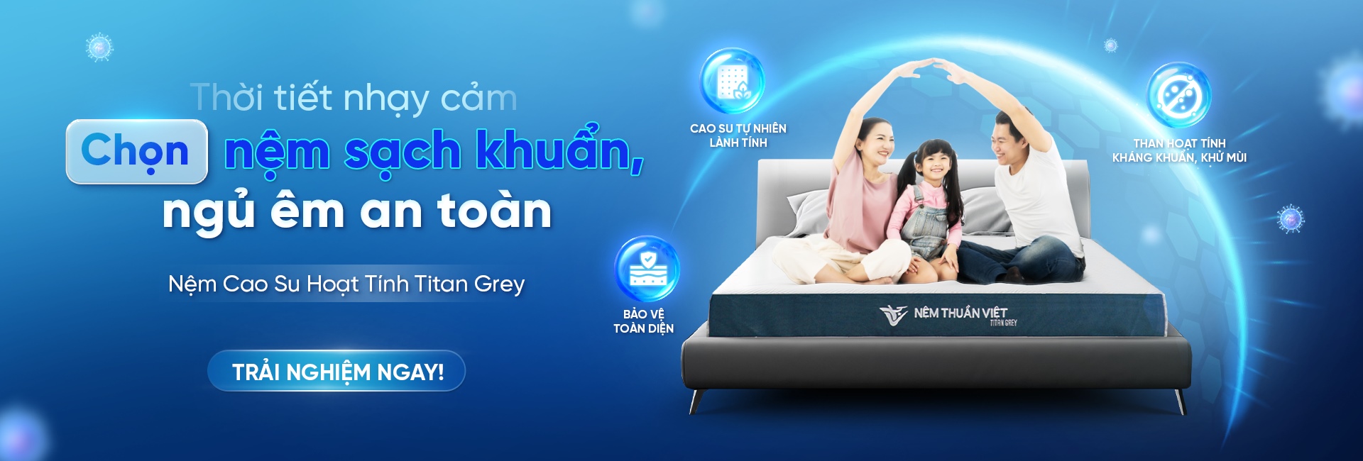 Nệm sạch khuẩn titan grey