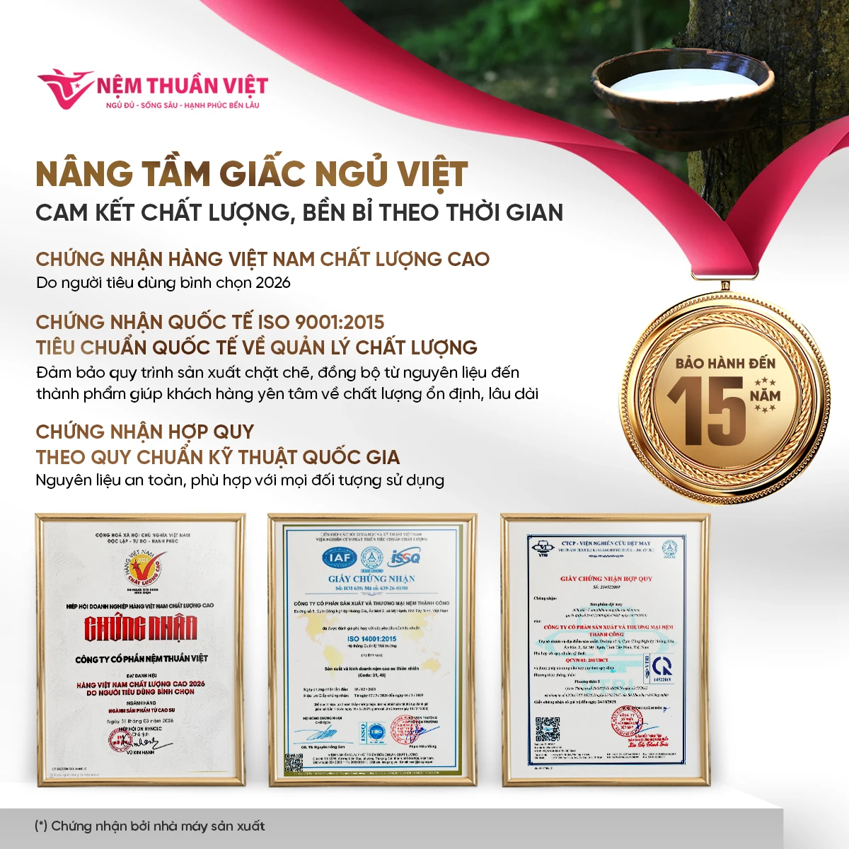 Chứng nhận Nệm Thuần Việt